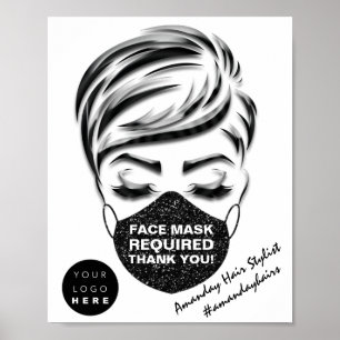Affiche Masque Visage Couverture Requise Lash Convid Logo