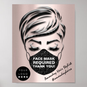 Affiche Masque Visage Couverture Requise Logo Personnalisé
