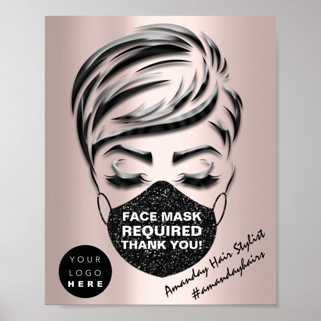 Affiche Masque Visage Couverture Requise Logo Personnalisé (Devant)