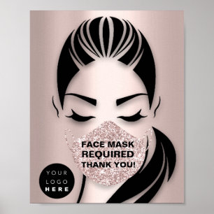 Affiche Masque Visage Couvrant Covid GlitterRose obligatoi
