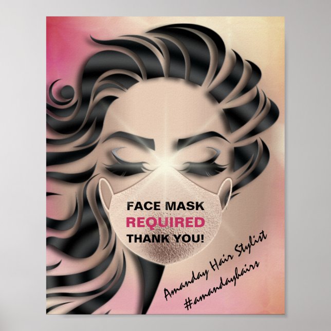 Affiche Masque Visage Couvrant Les Cheveux De Rose Covid R (Devant)