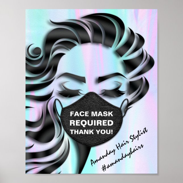 Affiche Masque Visage Couvrant L'Holographe De Covid Requi (Devant)