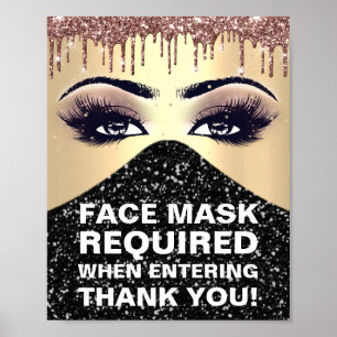 Affiche Masque Visage requis Covid ThankRose Parties scint