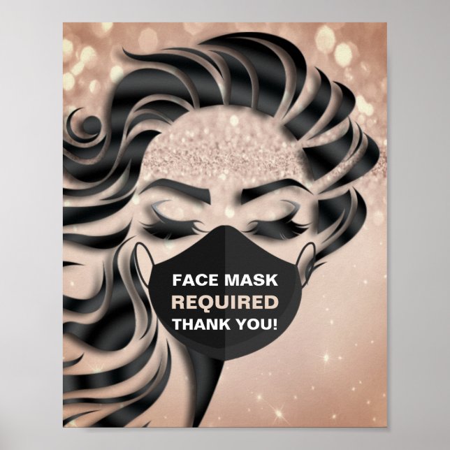 Affiche Masque Visage Requis Rose Eyelashes (Devant)