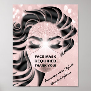 Affiche Masque Visage Requis Vidéo Eyelash ongles de cheve