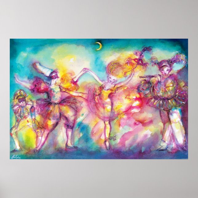 Affiche MASQUERADE, Mardi Gras Masques, Danse, Musique (Devant)