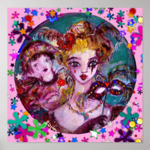 AFFICHE MASQUES DE MASQUÉRADE VALENTINE VÉNITIENNE