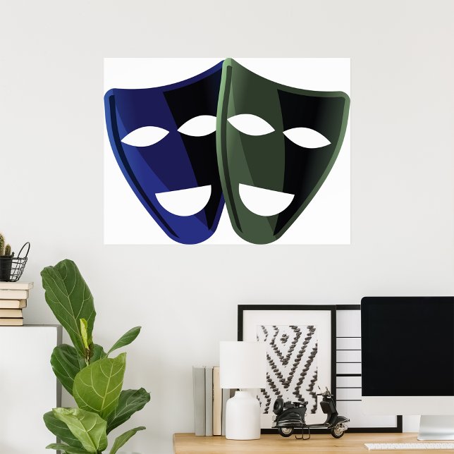 Affiche Masques De Théâtre Bleu Et Vert (Créateur téléchargé)