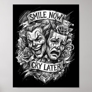 Affiche Masques de théâtre Rire maintenant pleurer plus ta