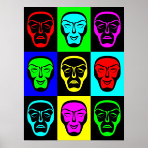 Affiche Masques de Theatrical de comédie et de tragédie