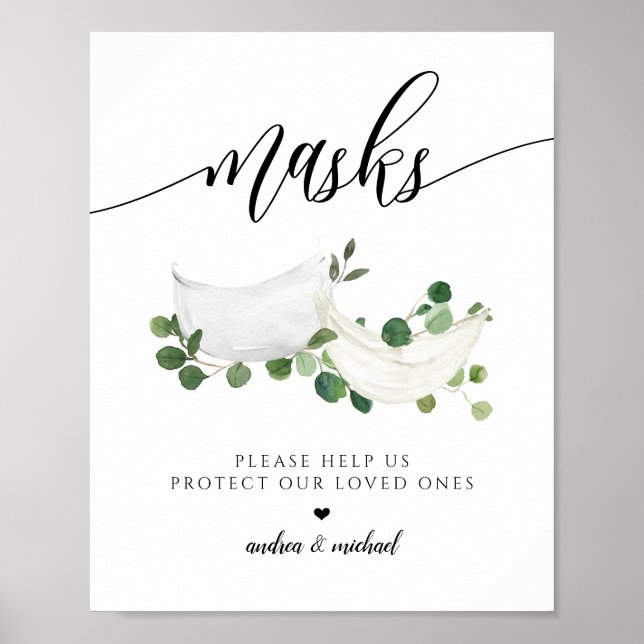 Affiche Masques EPI de mariage Distanciation sociale Aquar (Devant)