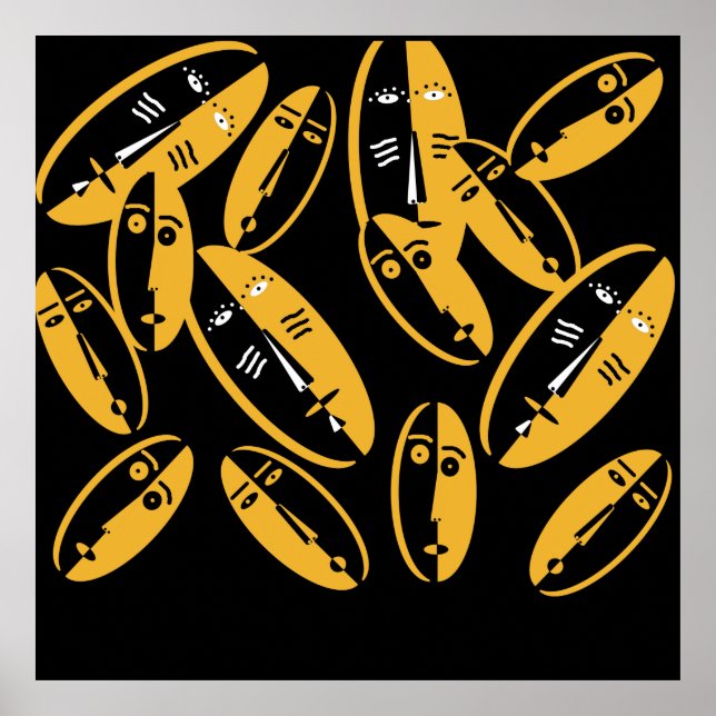 Affiche Masques modernes abstraits (Devant)