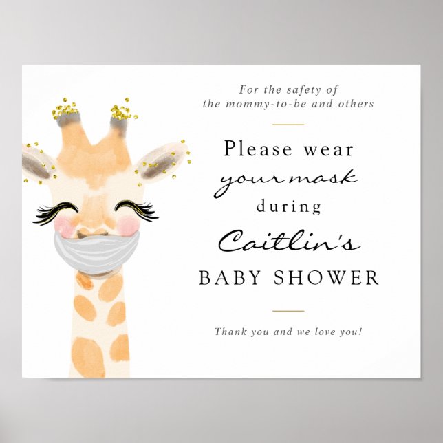 Affiche Masques obligatoire Baby Giraffe Douche Signal (Devant)