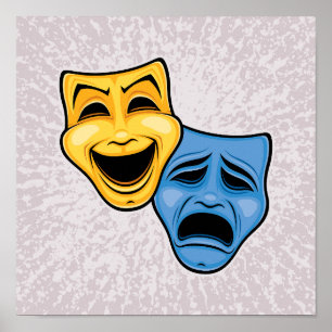 Affiche Masques Théâtraux Classiques de Comédie et de Trag