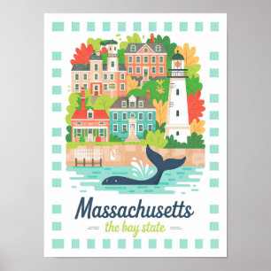 Affiche Massachusetts la baie State USA Summer Travel