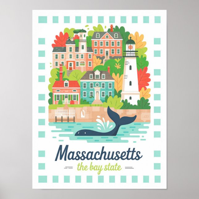 Affiche Massachusetts la baie State USA Summer Travel (Devant)