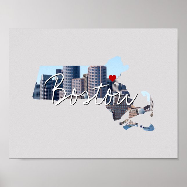 Affiche Massachusetts State Photo insert and town name (Devant)