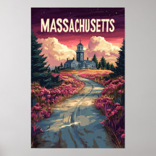 Affiche Massachusetts USA Art Vintage Illustration Voyage