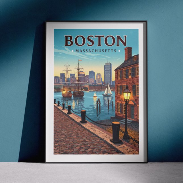 Affiche Massachusetts vintages de Boston (Créateur téléchargé)