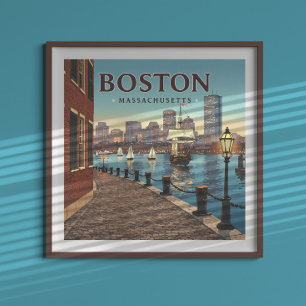 Affiche Massachusetts vintages de Boston