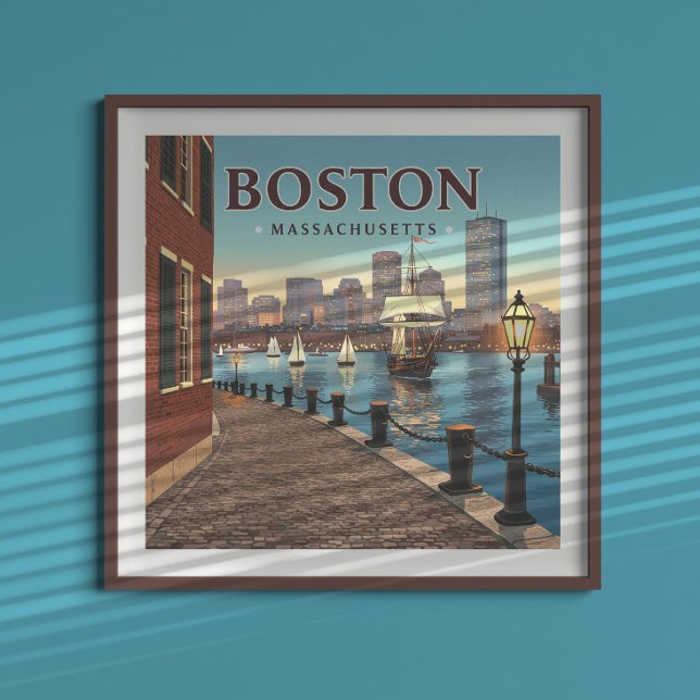 Affiche Massachusetts vintages de Boston (Créateur téléchargé)