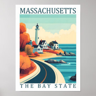 Affiche Massachussets Bay State USA Travel Place