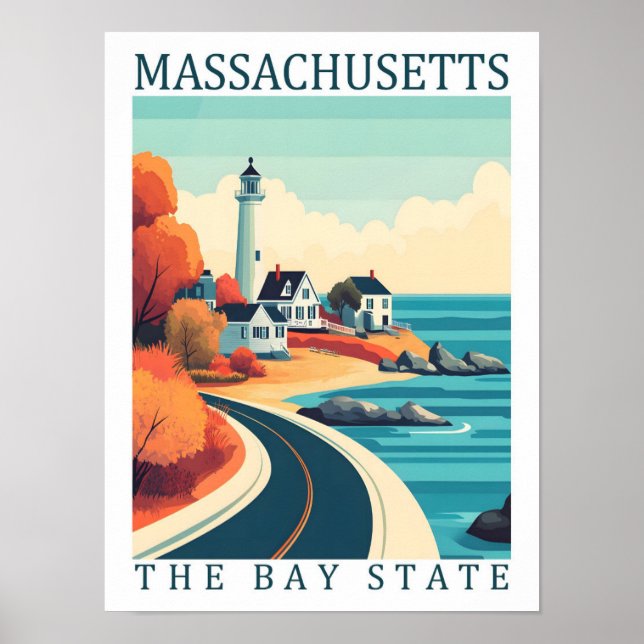 Affiche Massachussets Bay State USA Travel Place (Devant)