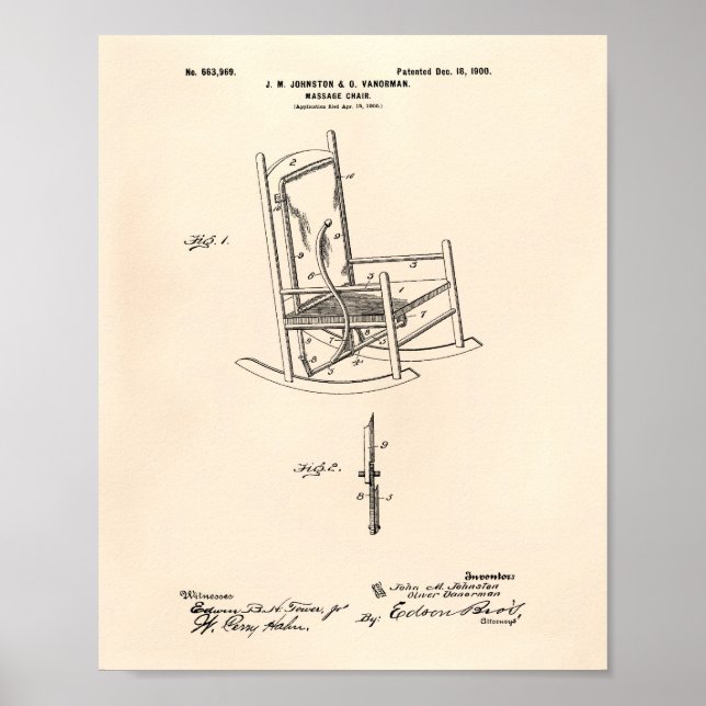 Affiche Massage Chair 1900 Patent Art Old Peper (Devant)