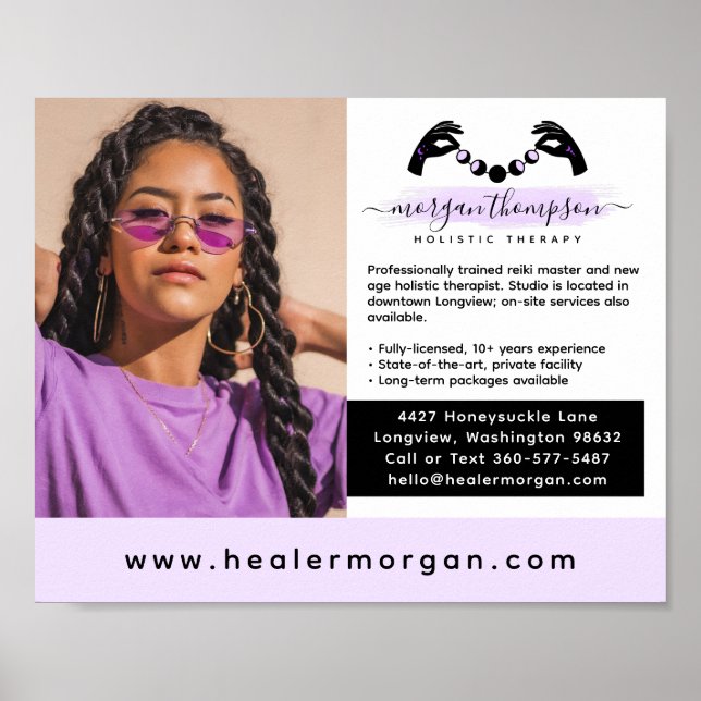 Affiche Massage de phase mains et lune Reiki Logo Marketin (Devant)