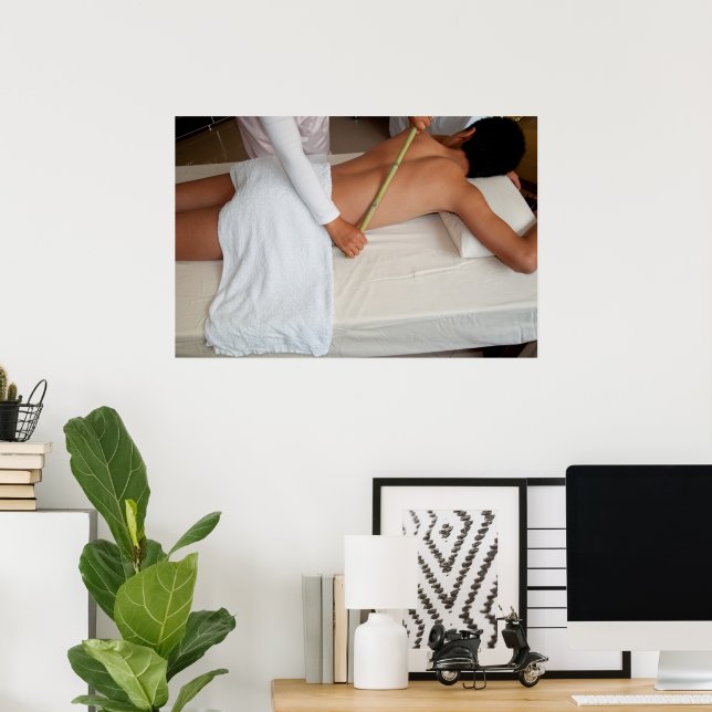 Affiche Massage En Bambou Sur Les Côtes (Bureau à domicile)