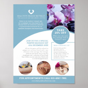 Affiche massage spa centre de bien-être promo de traitemen