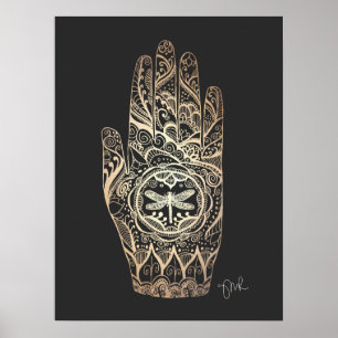 Affiche Massage Thérapiste Henné Dragonfly Tatouage main 4