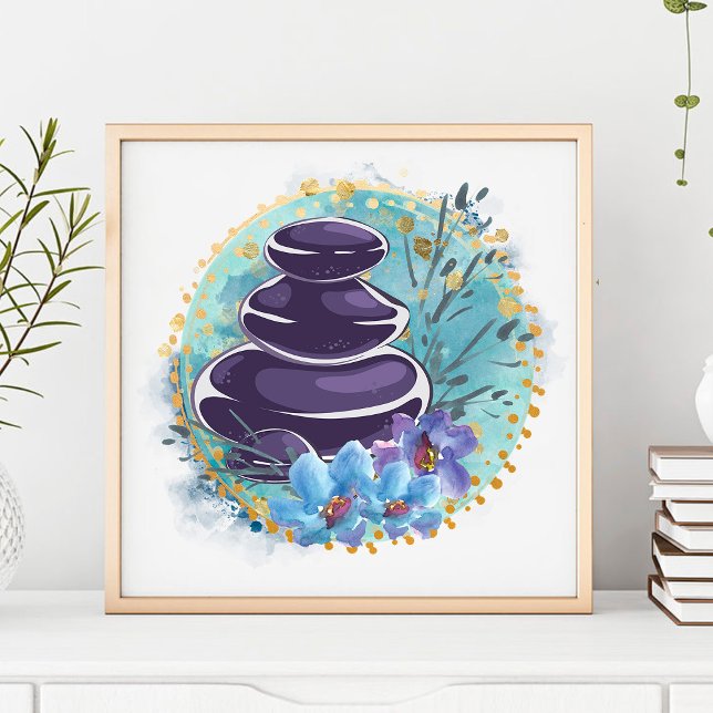 Affiche Massage Thérapiste Salon Spa Styliste Zen Stones (Créateur téléchargé)