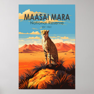 Affiche Massai Mara Réserve nationale Cheetah Travel Art