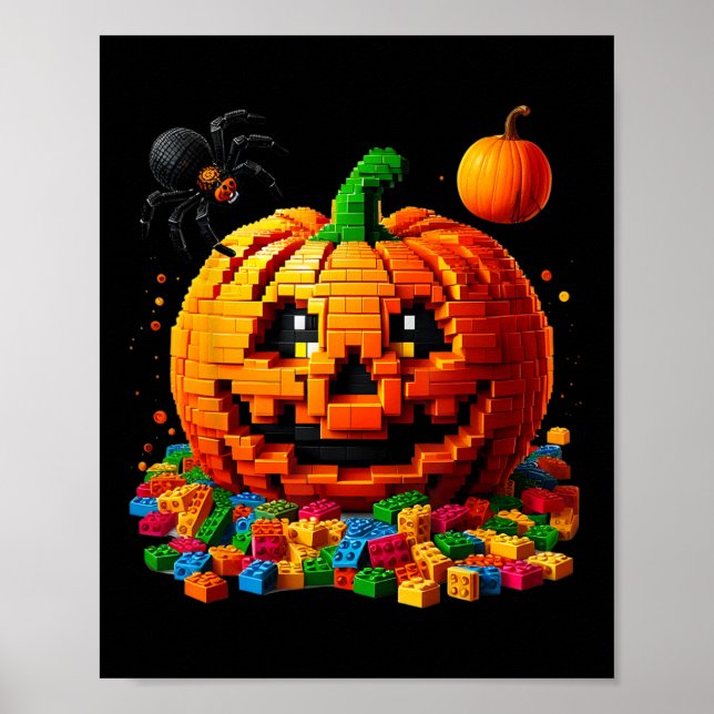 Affiche Master Builder Citrouille Briques Blocs Halloween  (Devant)