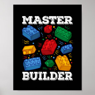 Affiche Master Builder Cute Block Building Kids Toys Brick