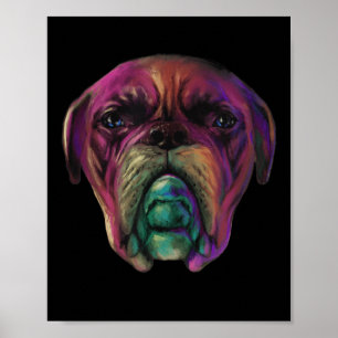 Affiche Mastiff Chien coloré Aquarelle Style tatouage