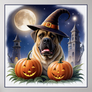 Affiche Mastiff Dogue anglais Halloween