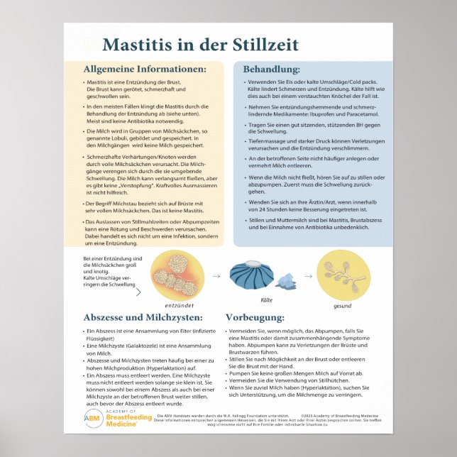 Affiche Mastitis dans l'affiche d'allaitement (allemand) (Devant)