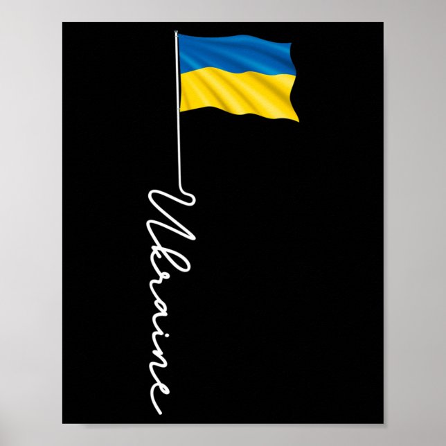 Affiche Mât de drapeau de signature ukrainienne - Ukrainie (Devant)