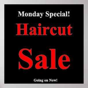 Affiche mat de vente de coupe de cheveux spéciale