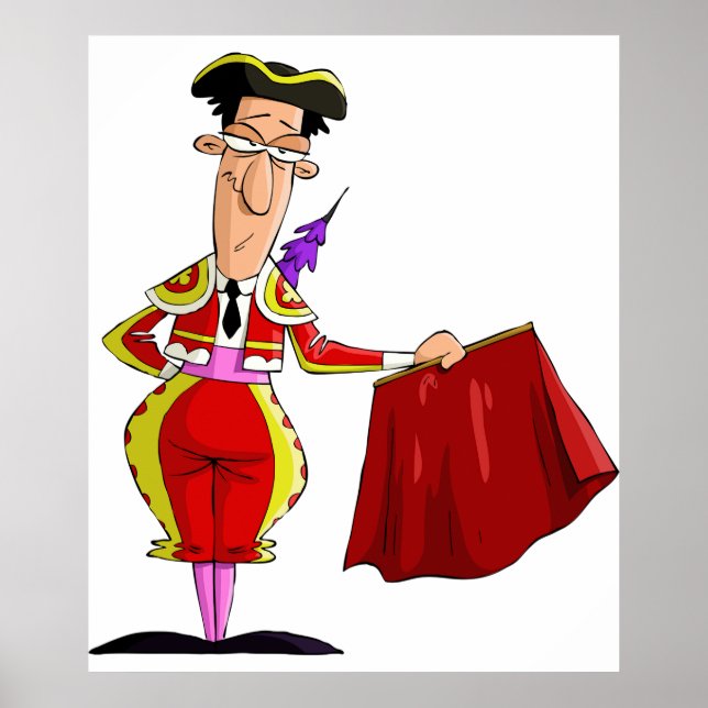 Affiche Matador avec cape rouge torero espagnol (Devant)