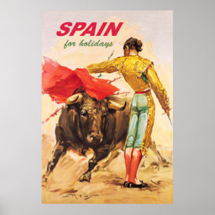 Affiche Matador et taureau. Course de taureaux. Espagne po