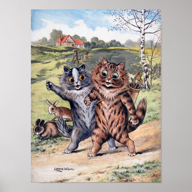 Affiche Match de golf, Louis Wain (Devant)