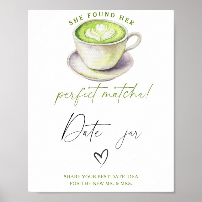Affiche Matcha thé nuptiale douche Date nuit idées (Devant)