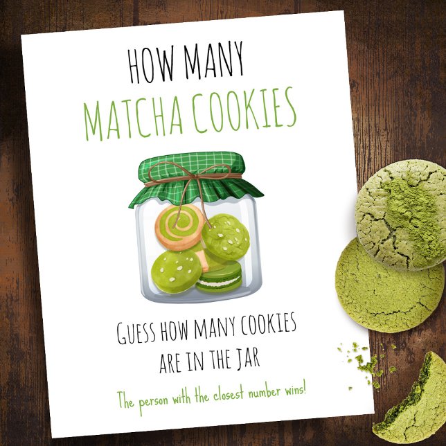 Affiche Matcha Theme Party Game How Many Cookies Sign (Créateur téléchargé)