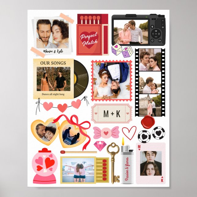 Affiche Matchbox Photo Collage Perfect Match Couple Retro (Devant)