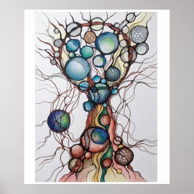 Affiche mate abstraite de l'arbre de vie neurograp (Devant)