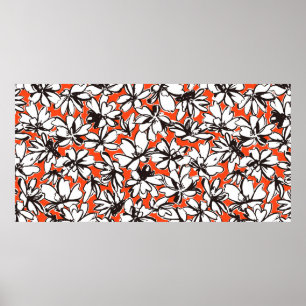 Affiche Matériau motif incolore d'une fleur abstraite,
