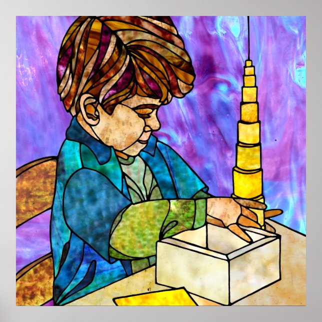 Affiche Matériau sensoriel Montessori : Bouteilles sans co (Devant)